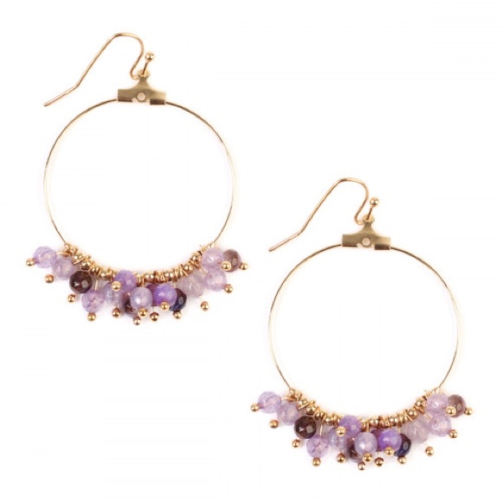 Purple Dangling Natural Stone Earrings